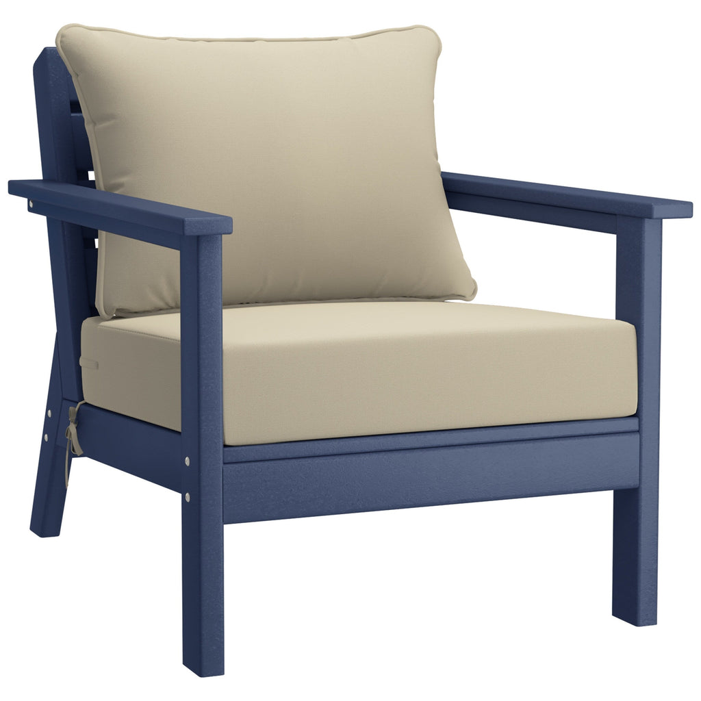Ensemble de salon de jardin Polytrends Birchwood en PEHD toutes saisons, bleu marine, avec sièges profonds (5 pièces)