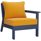 Ensemble de salon de jardin Polytrends Birchwood en PEHD toutes saisons, bleu marine, avec sièges profonds (5 pièces)
