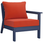 Ensemble de salon de jardin Polytrends Birchwood en PEHD toutes saisons, bleu marine, avec sièges profonds (5 pièces)