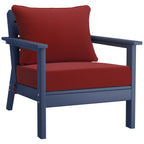 Ensemble de salon de jardin Polytrends Birchwood en PEHD toutes saisons, bleu marine, avec sièges profonds (5 pièces)