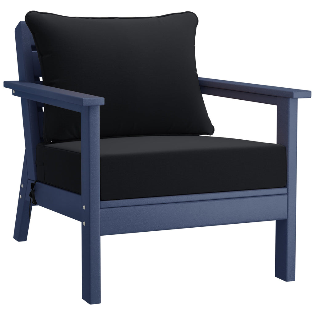 Ensemble de salon de jardin Polytrends Birchwood en PEHD toutes saisons, bleu marine, avec sièges profonds (5 pièces)