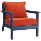 Ensemble de salon de jardin Polytrends Birchwood en PEHD toutes saisons, bleu marine, avec sièges profonds (5 pièces)