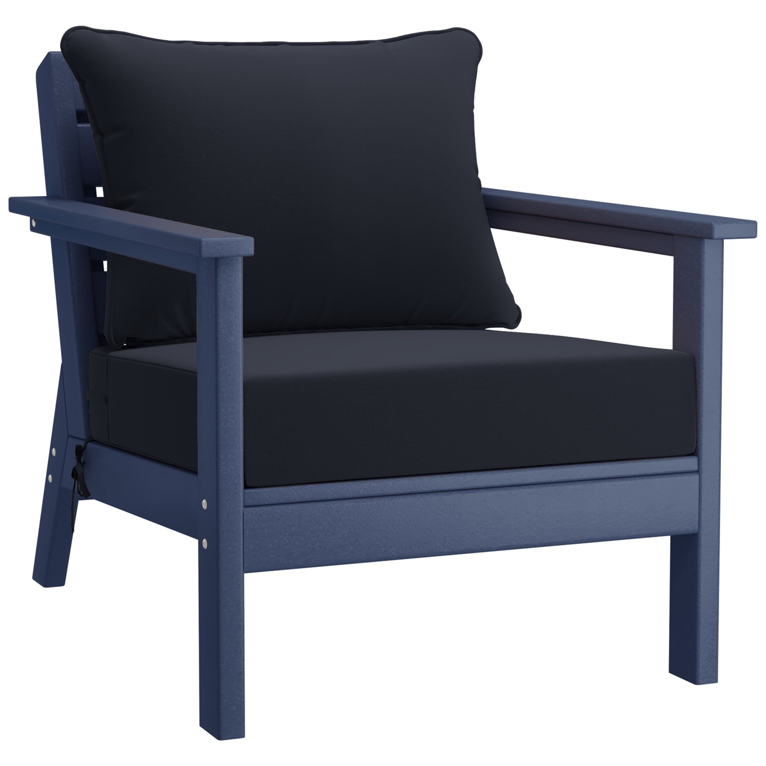 Ensemble de salon de jardin Polytrends Birchwood en PEHD toutes saisons, bleu marine, avec sièges profonds (5 pièces)
