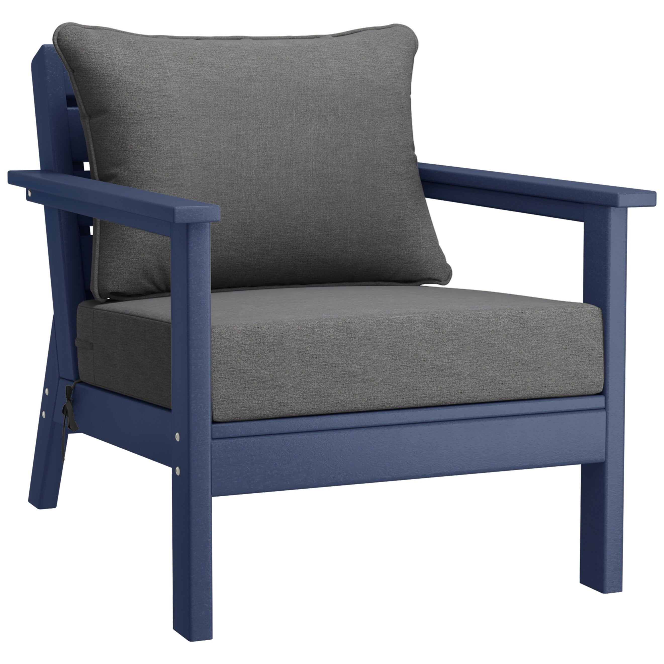 Ensemble de salon de jardin Polytrends Birchwood en PEHD toutes saisons, bleu marine, avec sièges profonds (5 pièces)