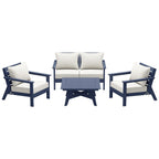 Ensemble de salon de jardin Polytrends Birchwood en PEHD toutes saisons, bleu marine, avec sièges profonds (5 pièces)