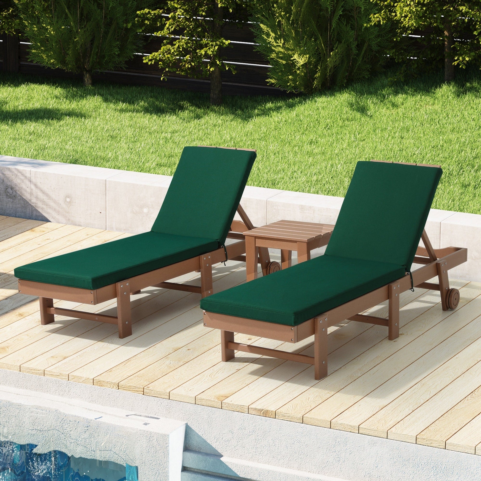 Coussins de chaise longue d'extérieur Polytrends, résistants à la décoloration, toutes saisons (lot de 2)