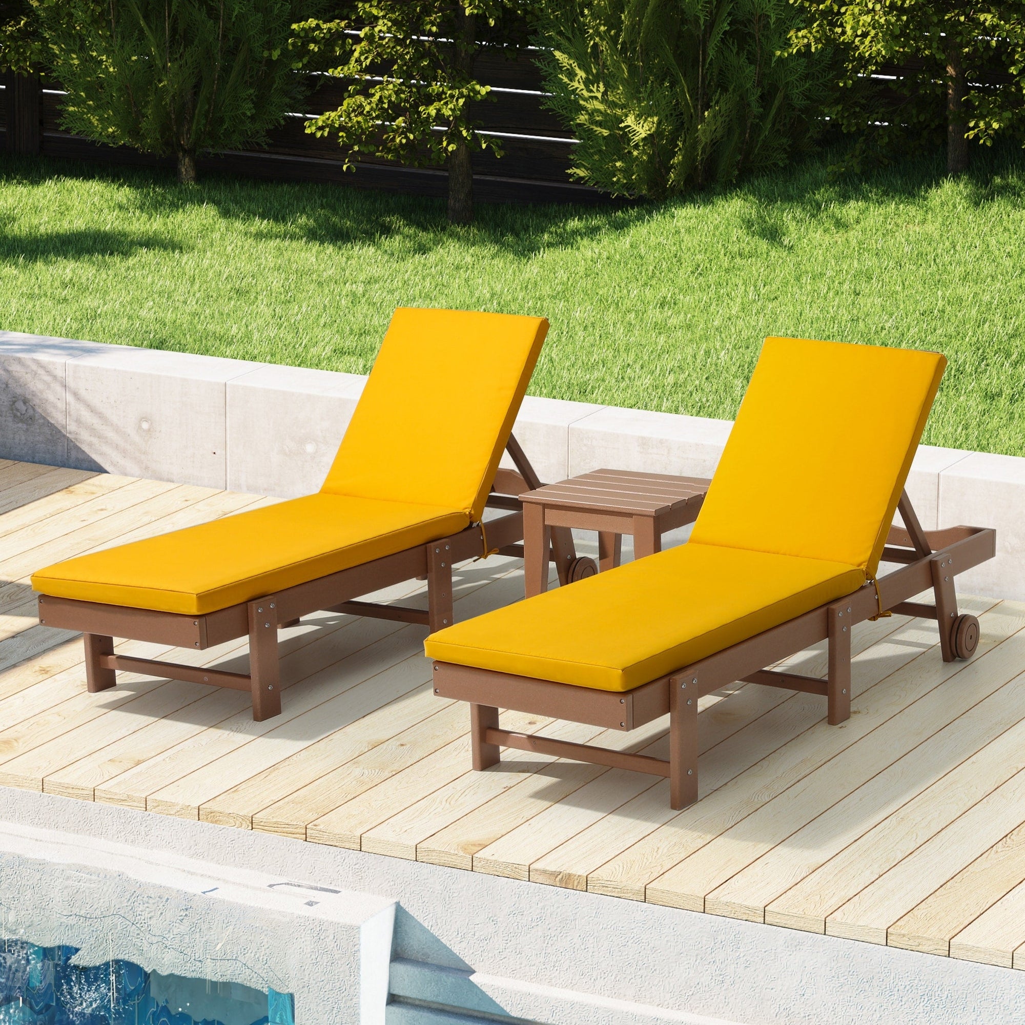 Coussins de chaise longue d'extérieur Polytrends, résistants à la décoloration, toutes saisons (lot de 2)