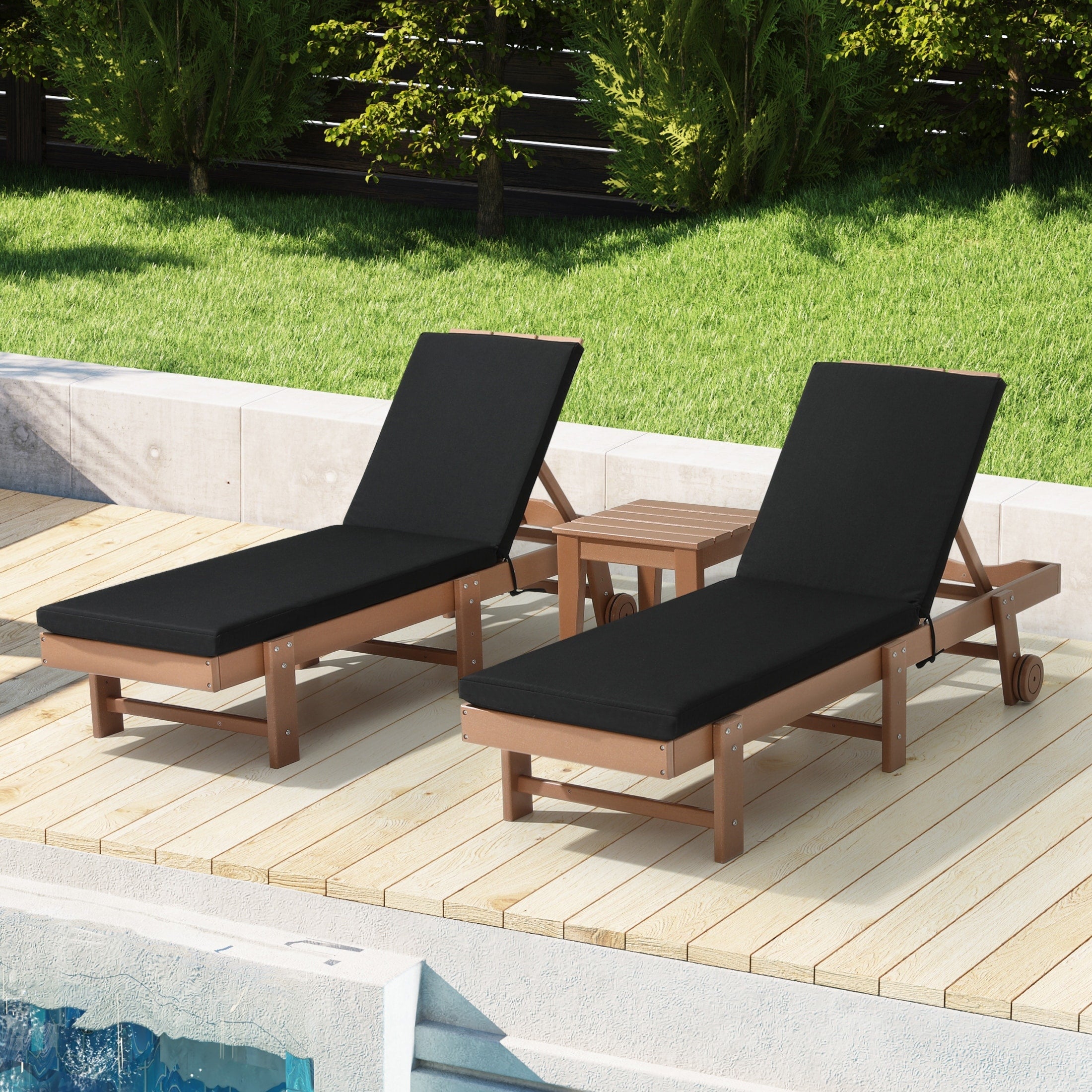 Coussins de chaise longue d'extérieur Polytrends, résistants à la décoloration, toutes saisons (lot de 2)