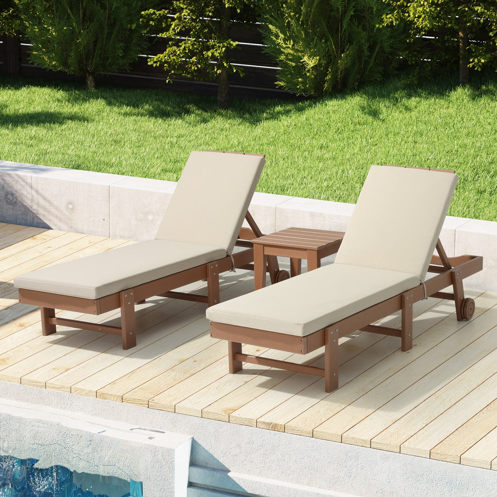 Coussins de chaise longue d'extérieur Polytrends, résistants à la décoloration, toutes saisons (lot de 2)