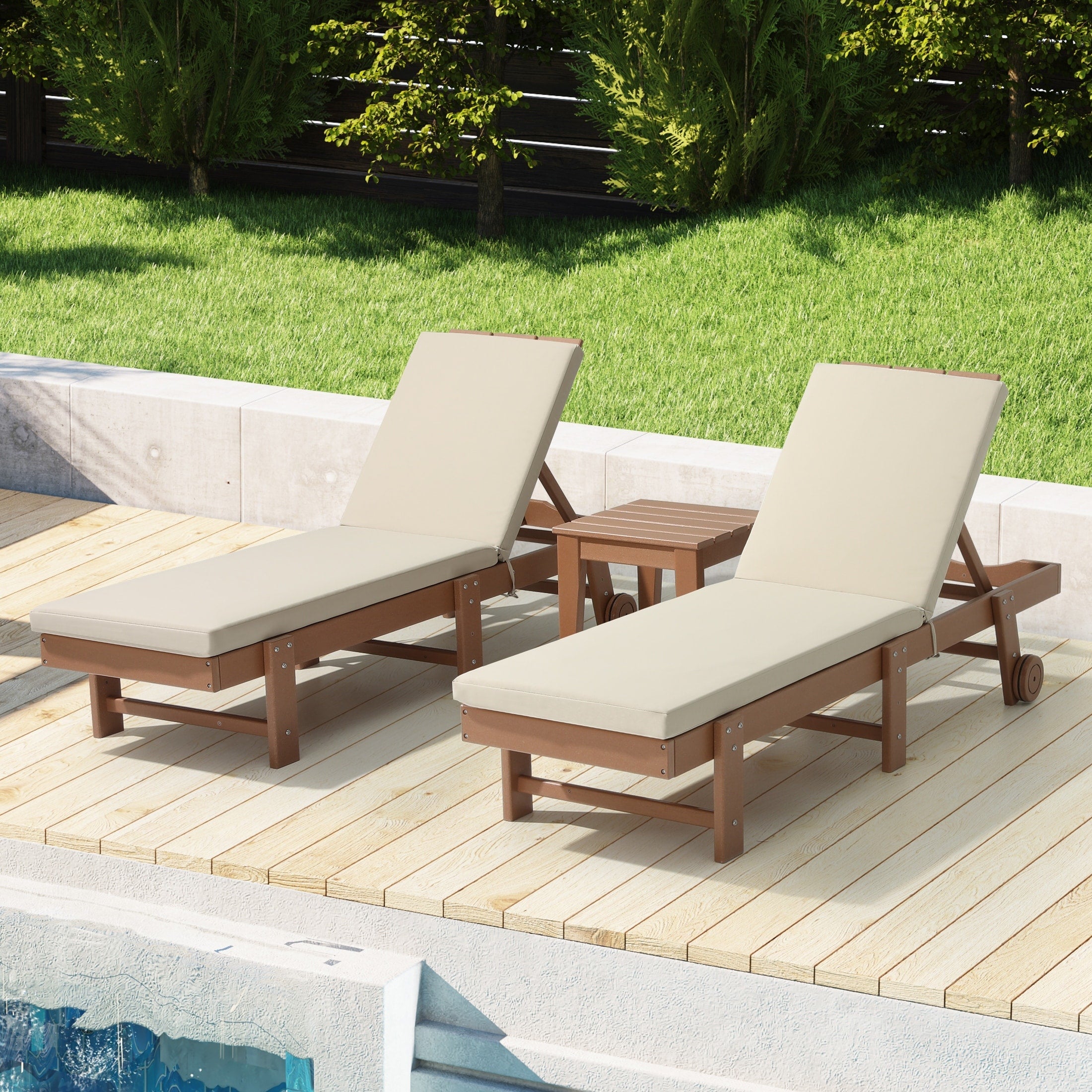 Coussins de chaise longue d'extérieur Polytrends, résistants à la décoloration, toutes saisons (lot de 2)