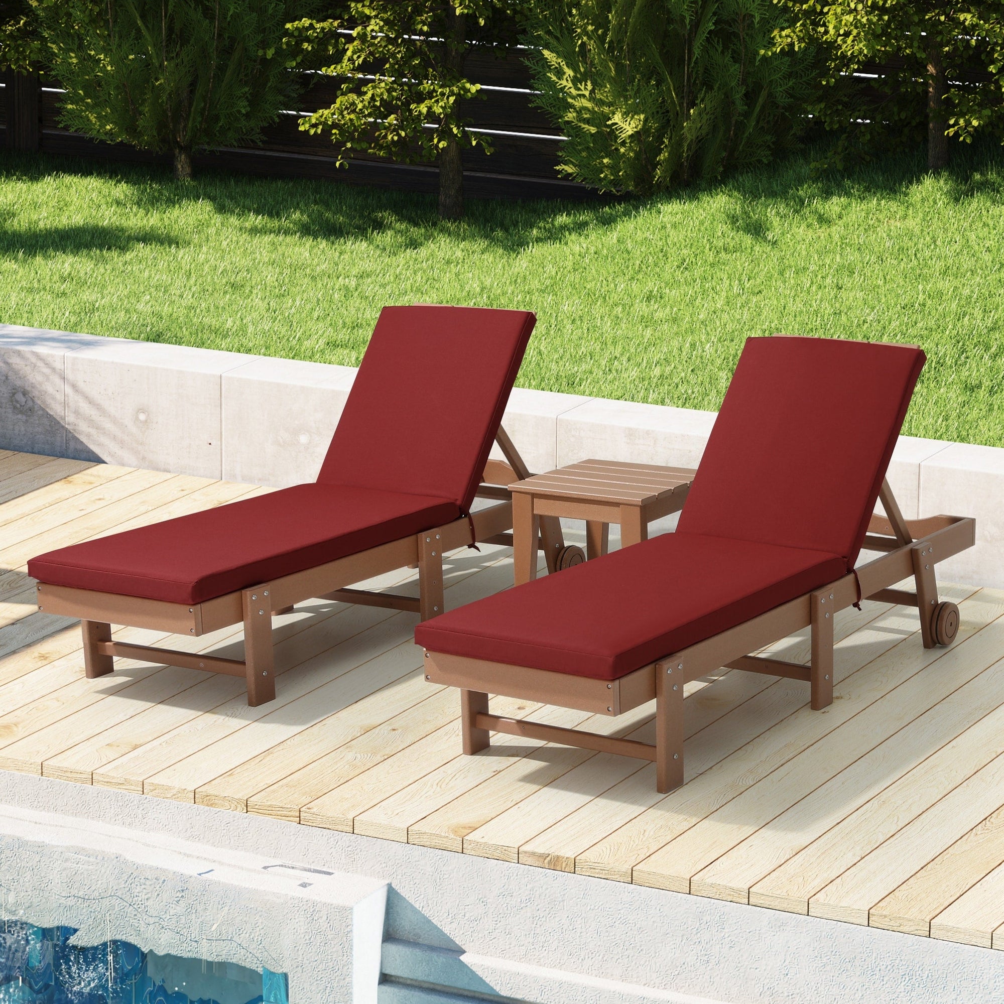 Coussins de chaise longue d'extérieur Polytrends, résistants à la décoloration, toutes saisons (lot de 2)