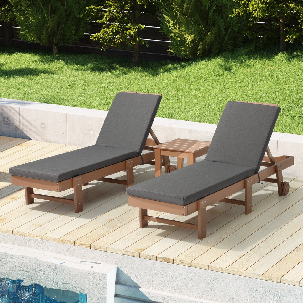 Coussins de chaise longue d'extérieur Polytrends, résistants à la décoloration, toutes saisons (lot de 2)