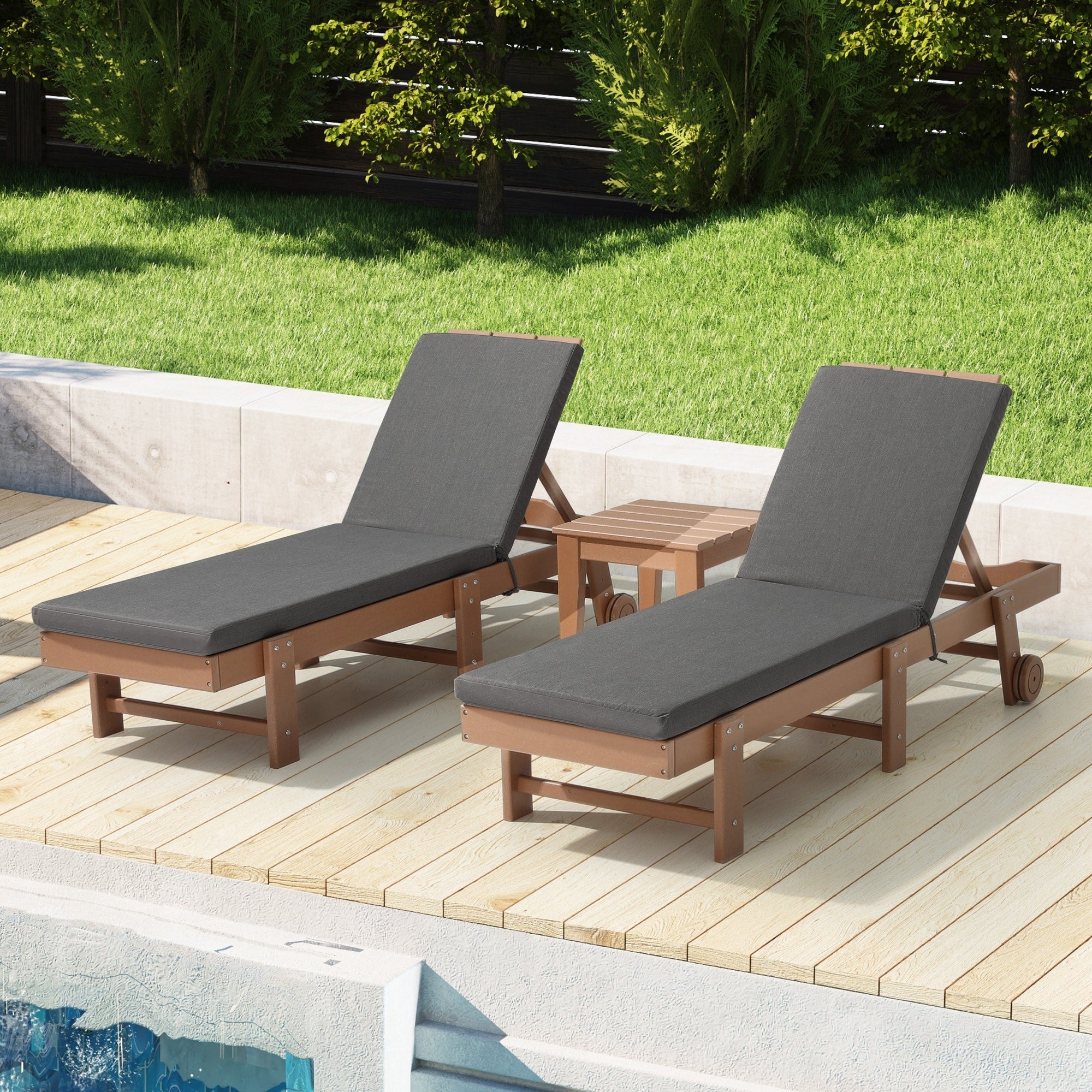 Coussins de chaise longue d'extérieur Polytrends, résistants à la décoloration, toutes saisons (lot de 2)