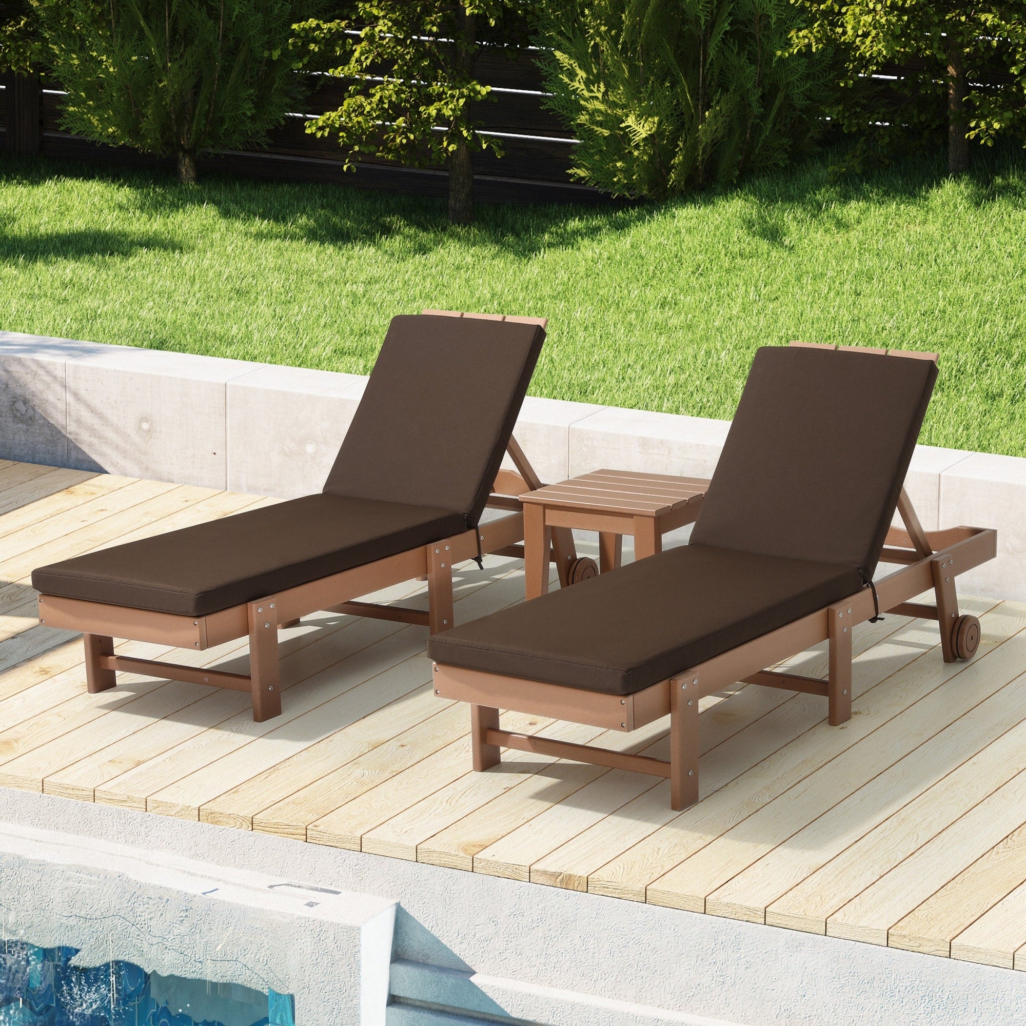 Coussins de chaise longue d'extérieur Polytrends, résistants à la décoloration, toutes saisons (lot de 2)