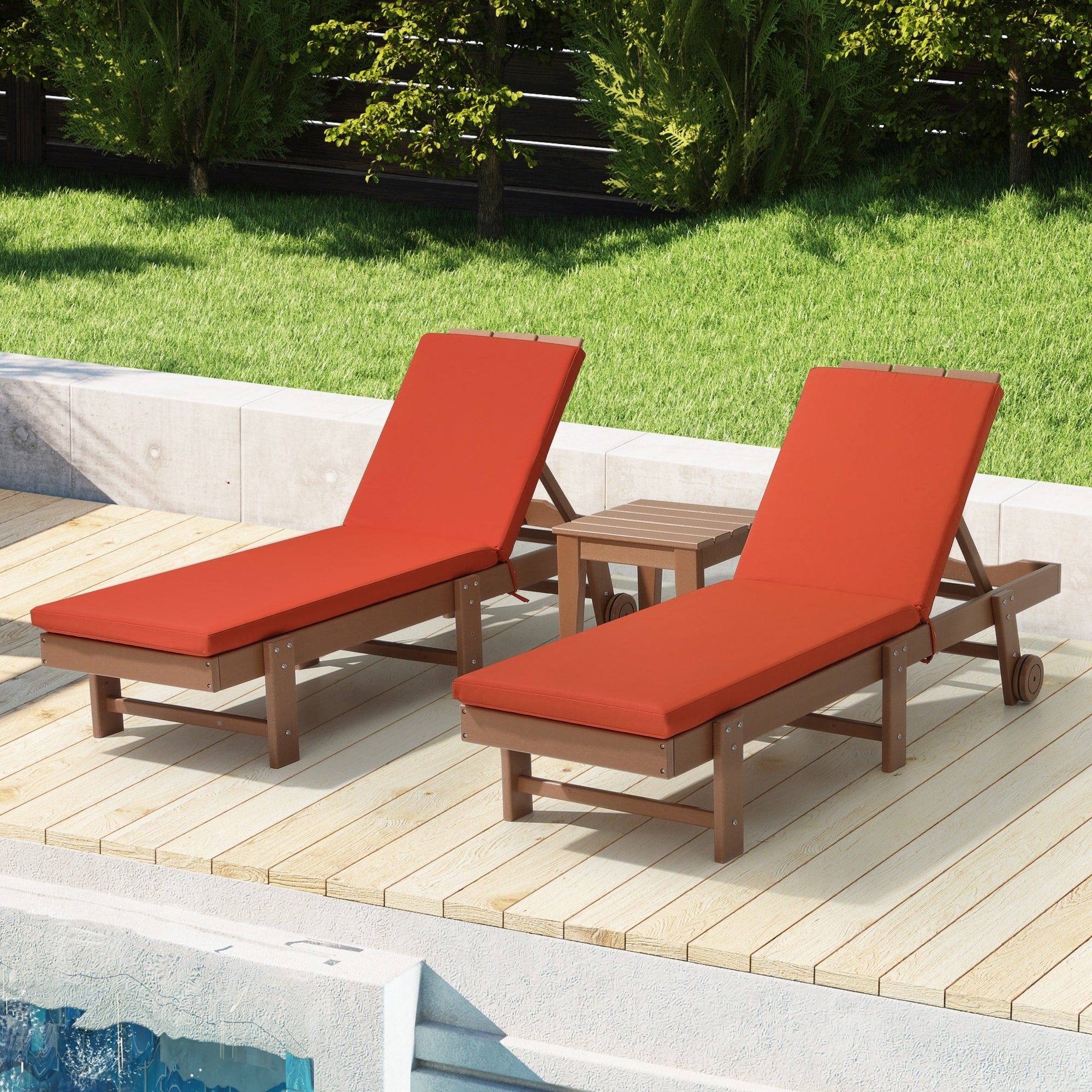 Coussins de chaise longue d'extérieur Polytrends, résistants à la décoloration, toutes saisons (lot de 2)
