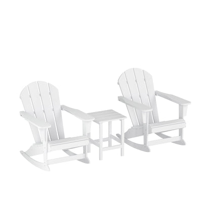 Chaises à bascule d'extérieur Polytrends Laguna en PEHD toutes saisons avec table d'appoint (ensemble de 3 pièces)