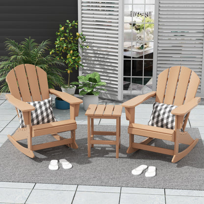 Chaises à bascule d'extérieur Polytrends Laguna en PEHD toutes saisons avec table d'appoint (ensemble de 3 pièces)