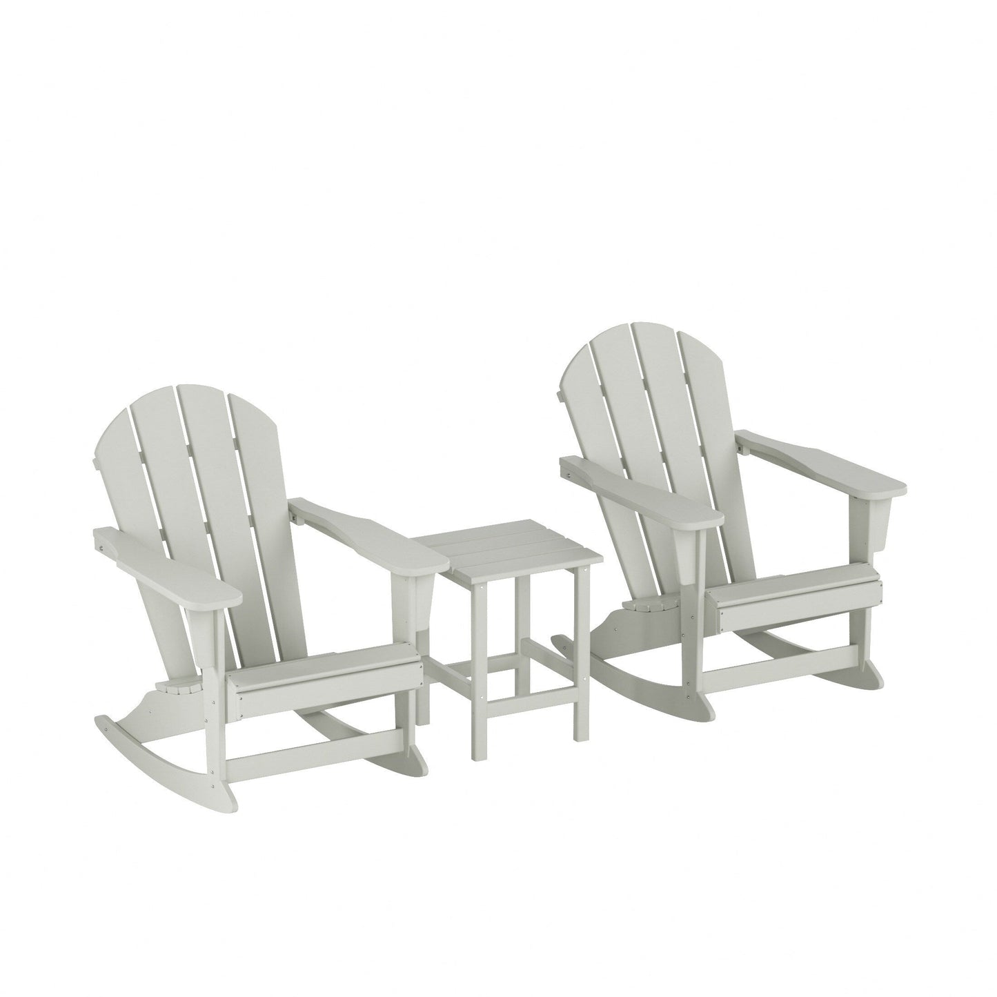 Chaises à bascule d'extérieur Polytrends Laguna en PEHD toutes saisons avec table d'appoint (ensemble de 3 pièces)