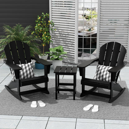 Chaises à bascule d'extérieur Polytrends Laguna en PEHD toutes saisons avec table d'appoint (ensemble de 3 pièces)