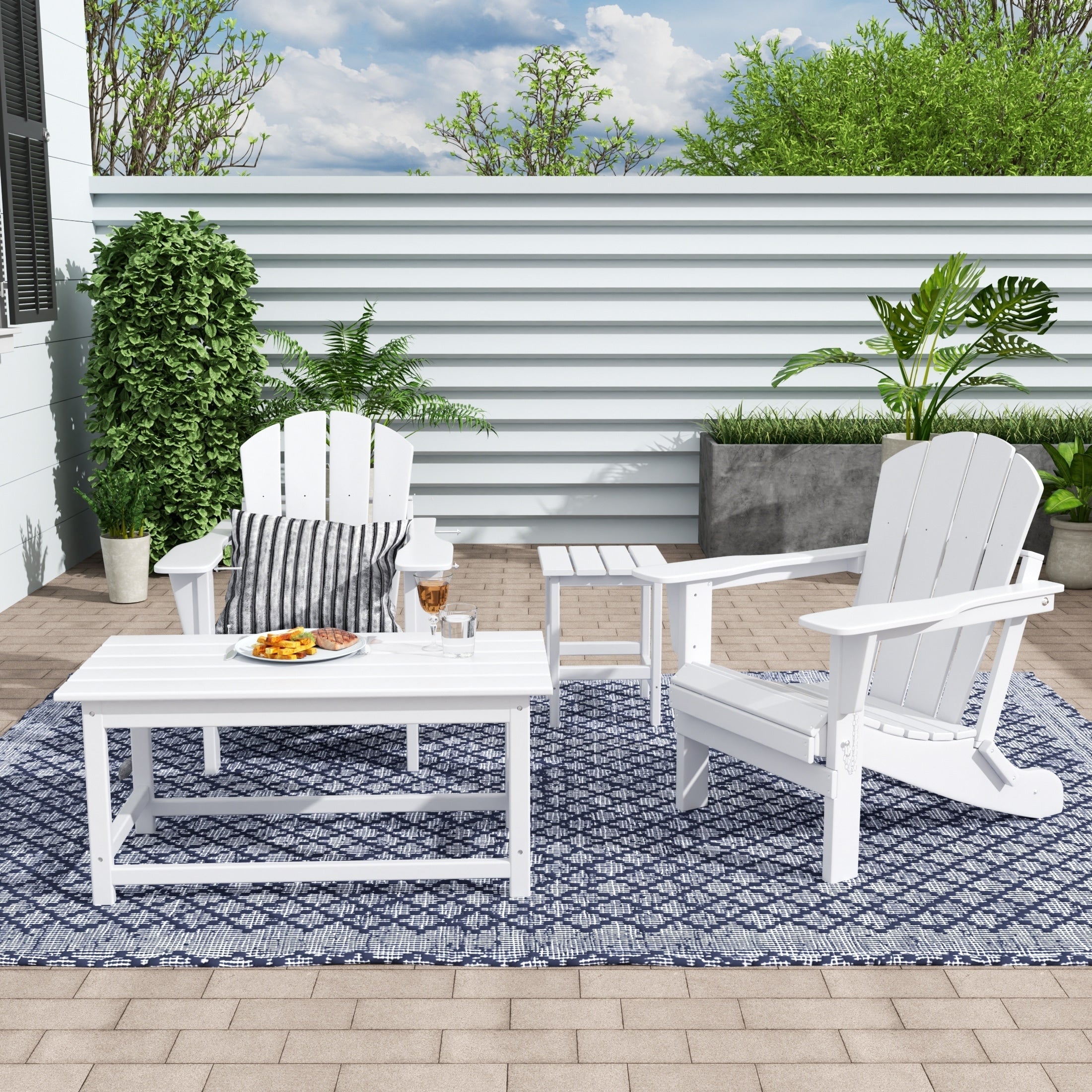 Ensemble de 4 chaises Adirondack pliables Polytrends Laguna en PEHD pour terrasse extérieure, toutes saisons