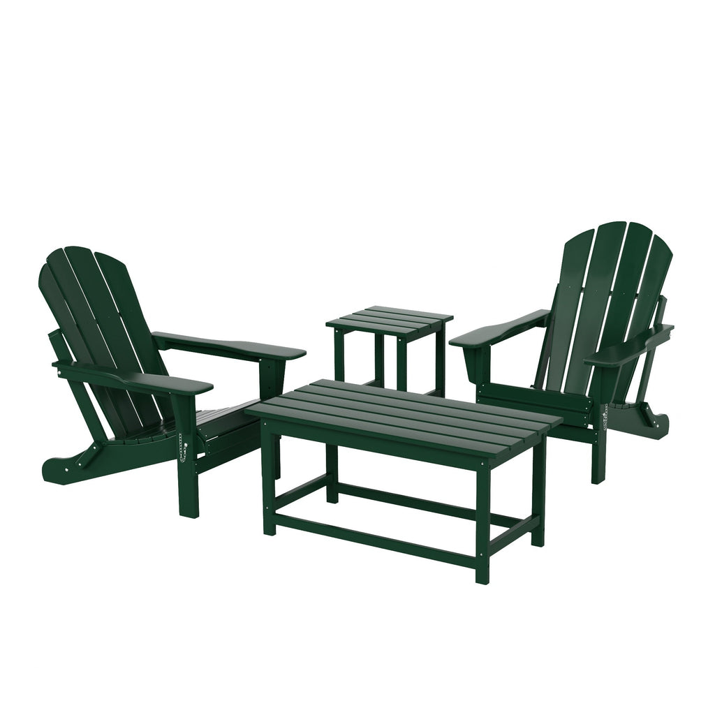 Ensemble de 4 chaises Adirondack pliables Polytrends Laguna en PEHD pour terrasse extérieure, toutes saisons