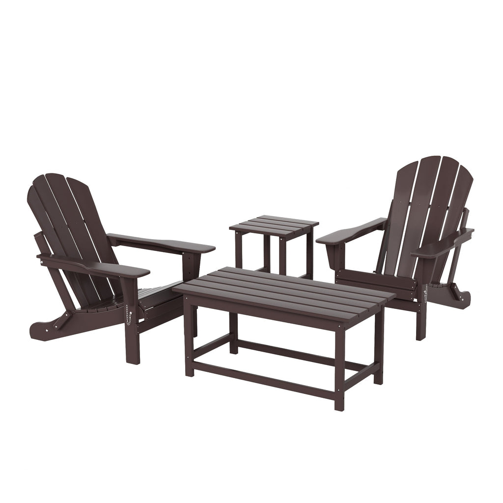 Ensemble de 4 chaises Adirondack pliables Polytrends Laguna en PEHD pour terrasse extérieure, toutes saisons