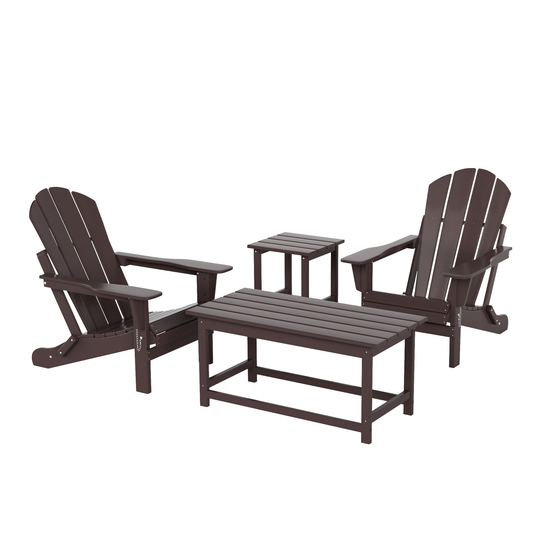 Ensemble de 4 chaises Adirondack pliables Polytrends Laguna en PEHD pour terrasse extérieure, toutes saisons