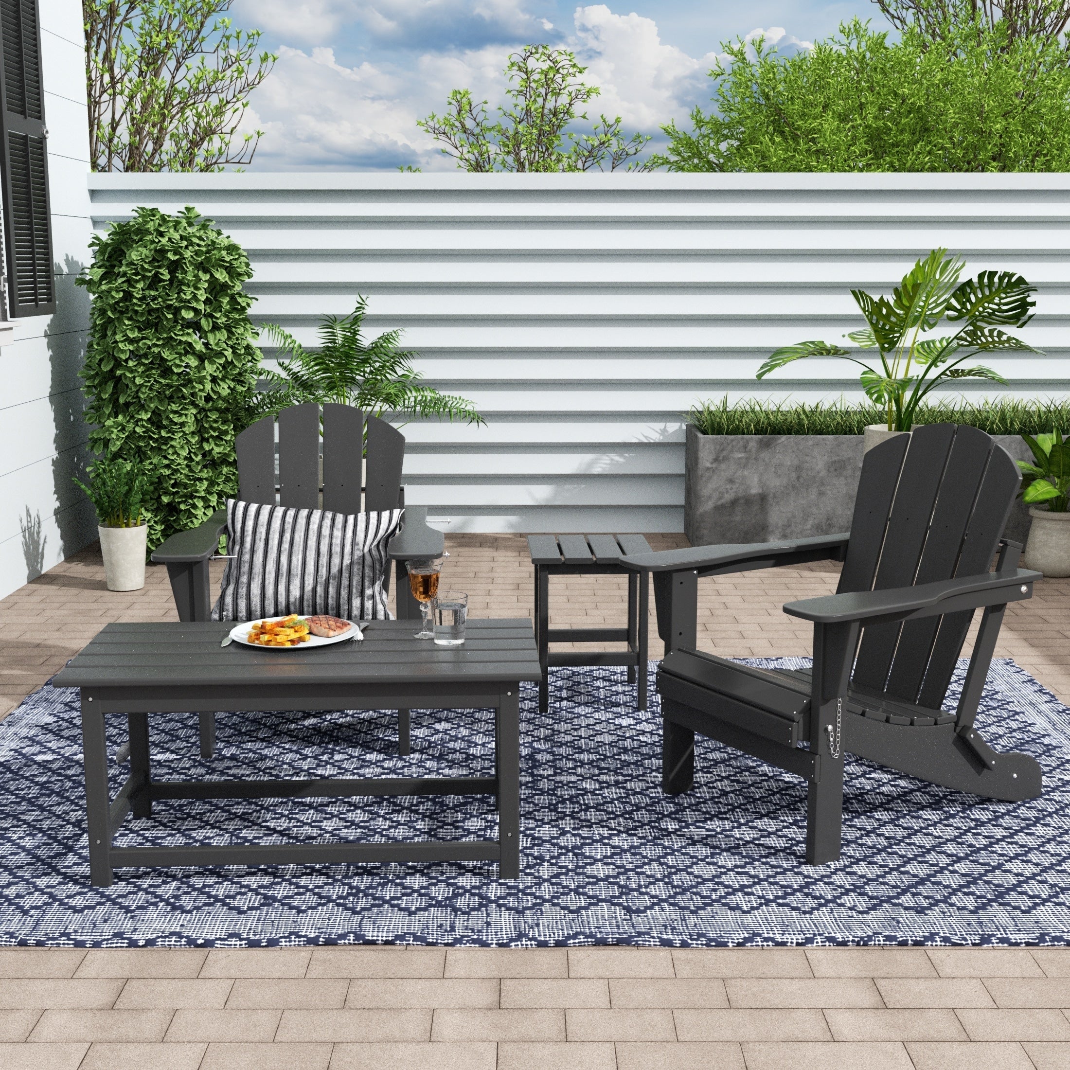 Ensemble de 4 chaises Adirondack pliables Polytrends Laguna en PEHD pour terrasse extérieure, toutes saisons