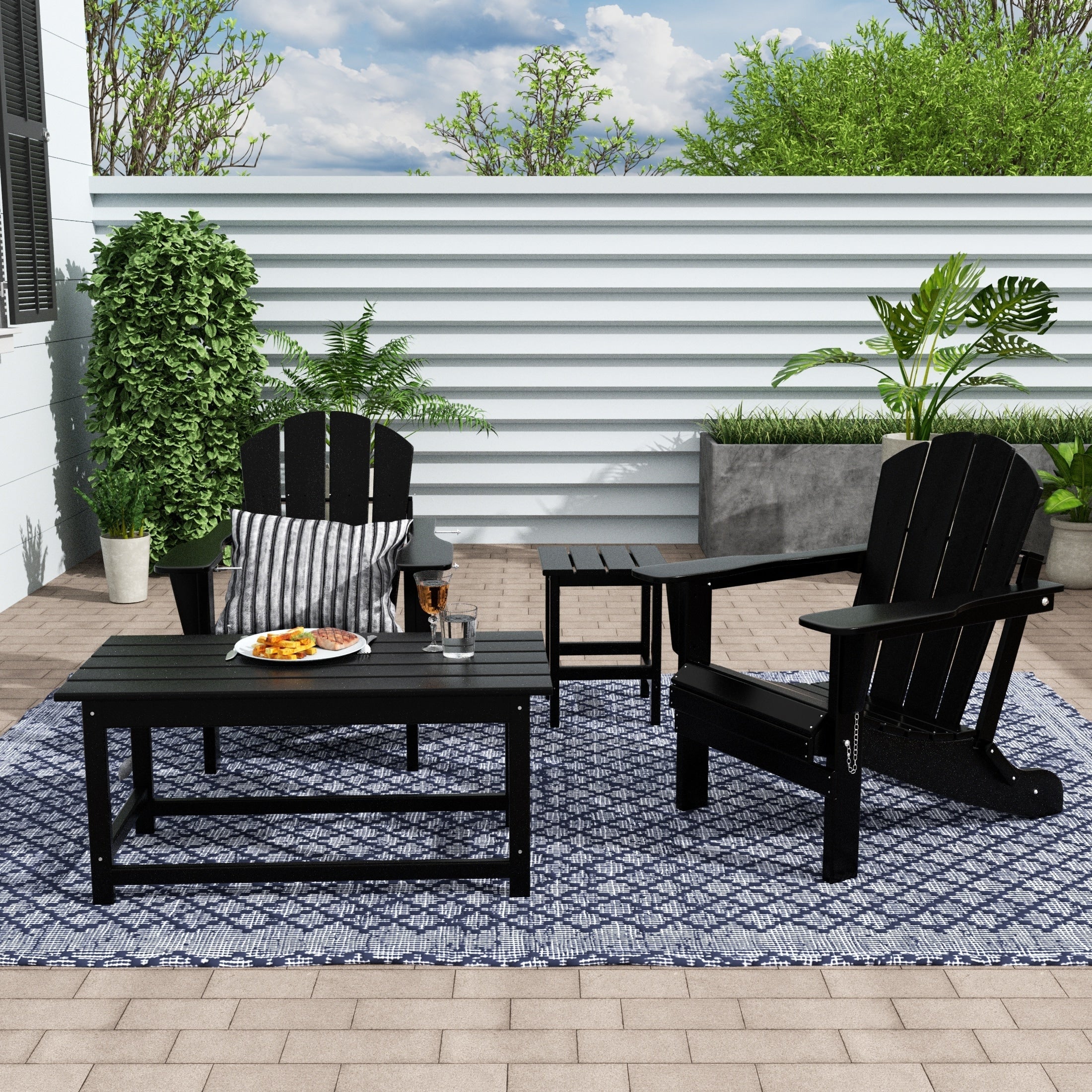 Ensemble de 4 chaises Adirondack pliables Polytrends Laguna en PEHD pour terrasse extérieure, toutes saisons