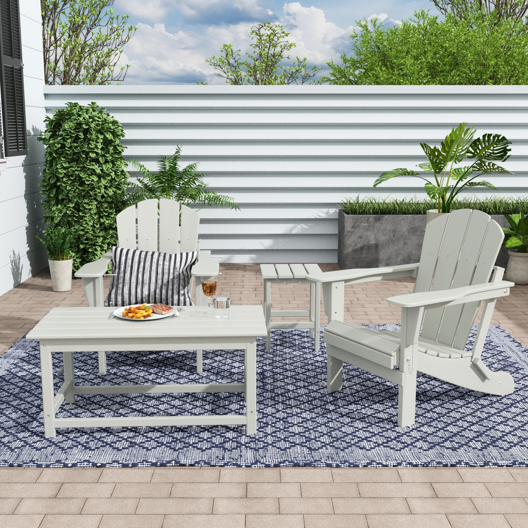 Ensemble de 4 chaises Adirondack pliables Polytrends Laguna en PEHD pour terrasse extérieure, toutes saisons