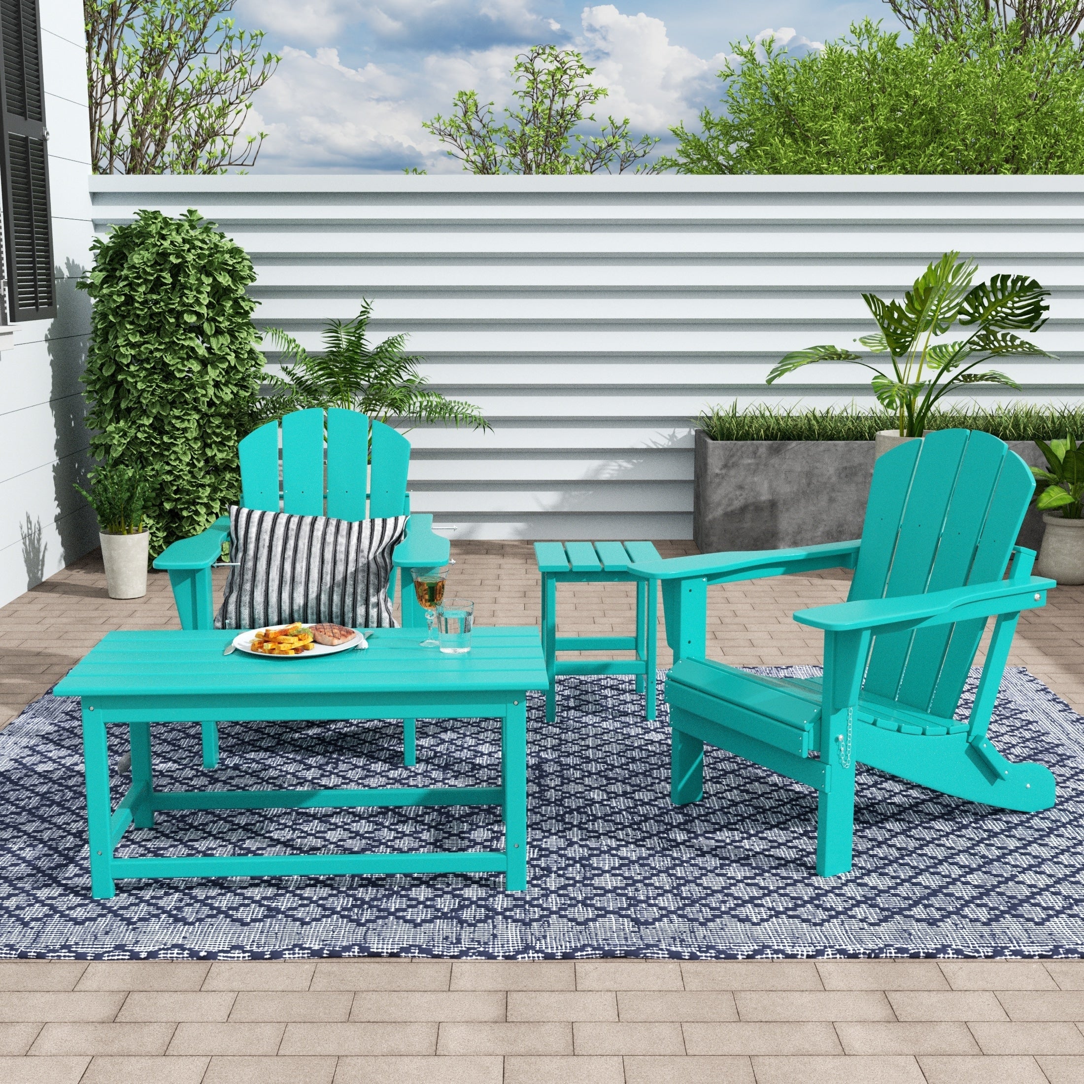 Ensemble de 4 chaises Adirondack pliables Polytrends Laguna en PEHD pour terrasse extérieure, toutes saisons
