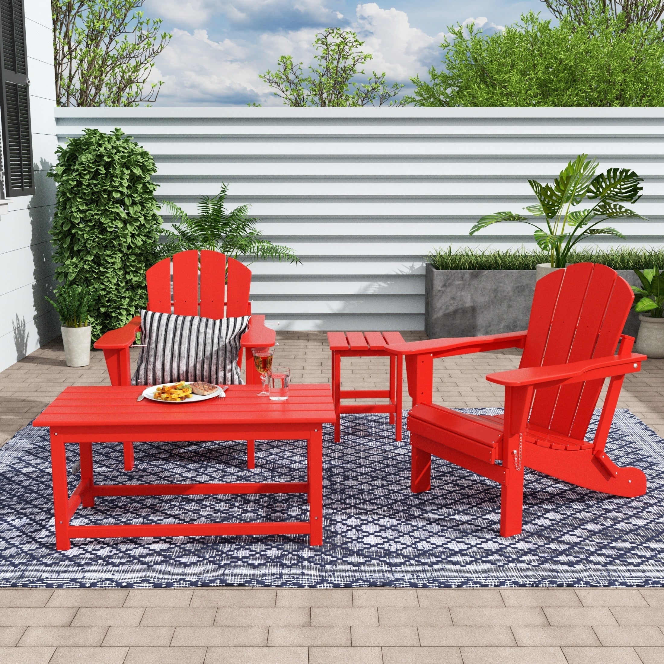 Ensemble de 4 chaises Adirondack pliables Polytrends Laguna en PEHD pour terrasse extérieure, toutes saisons
