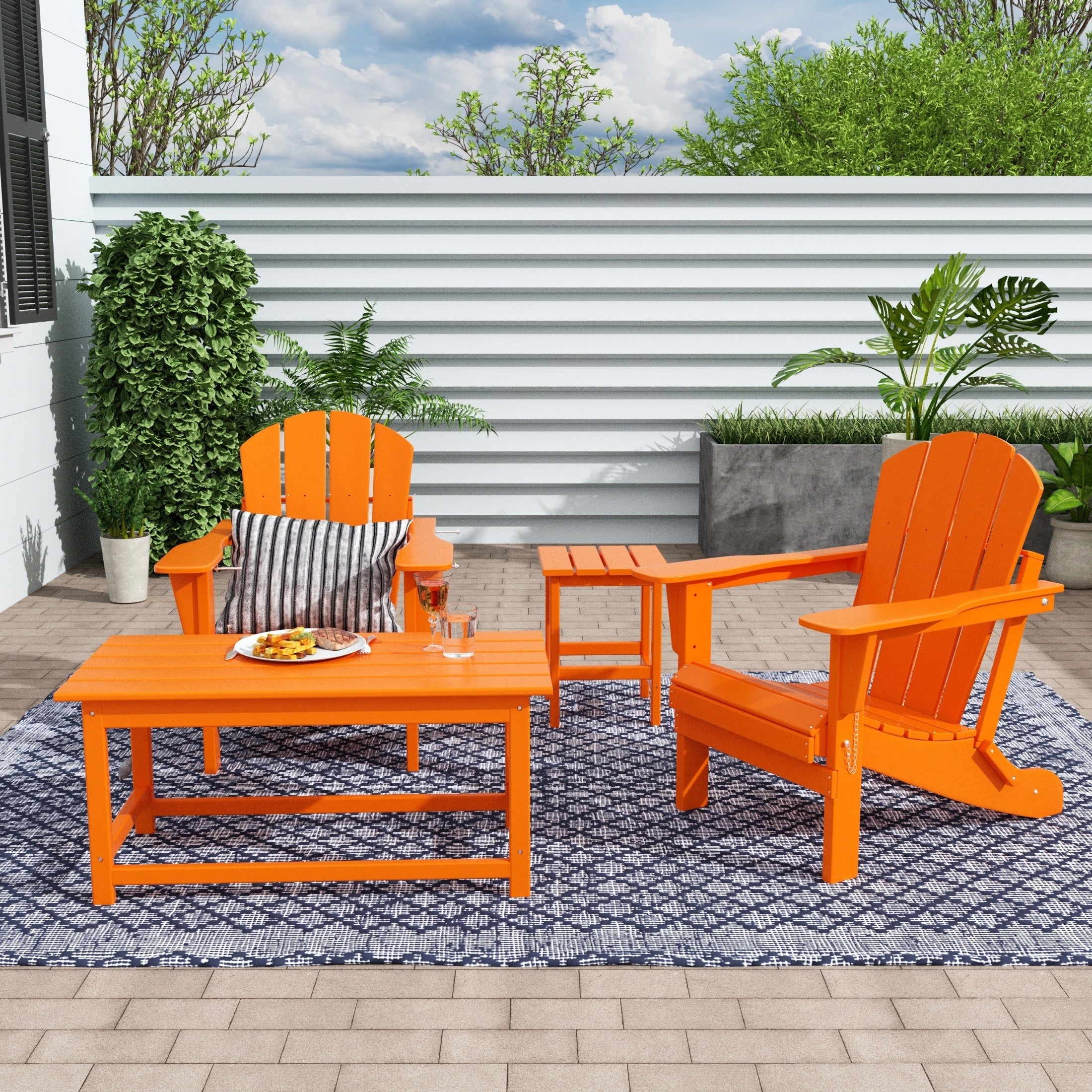 Ensemble de 4 chaises Adirondack pliables Polytrends Laguna en PEHD pour terrasse extérieure, toutes saisons