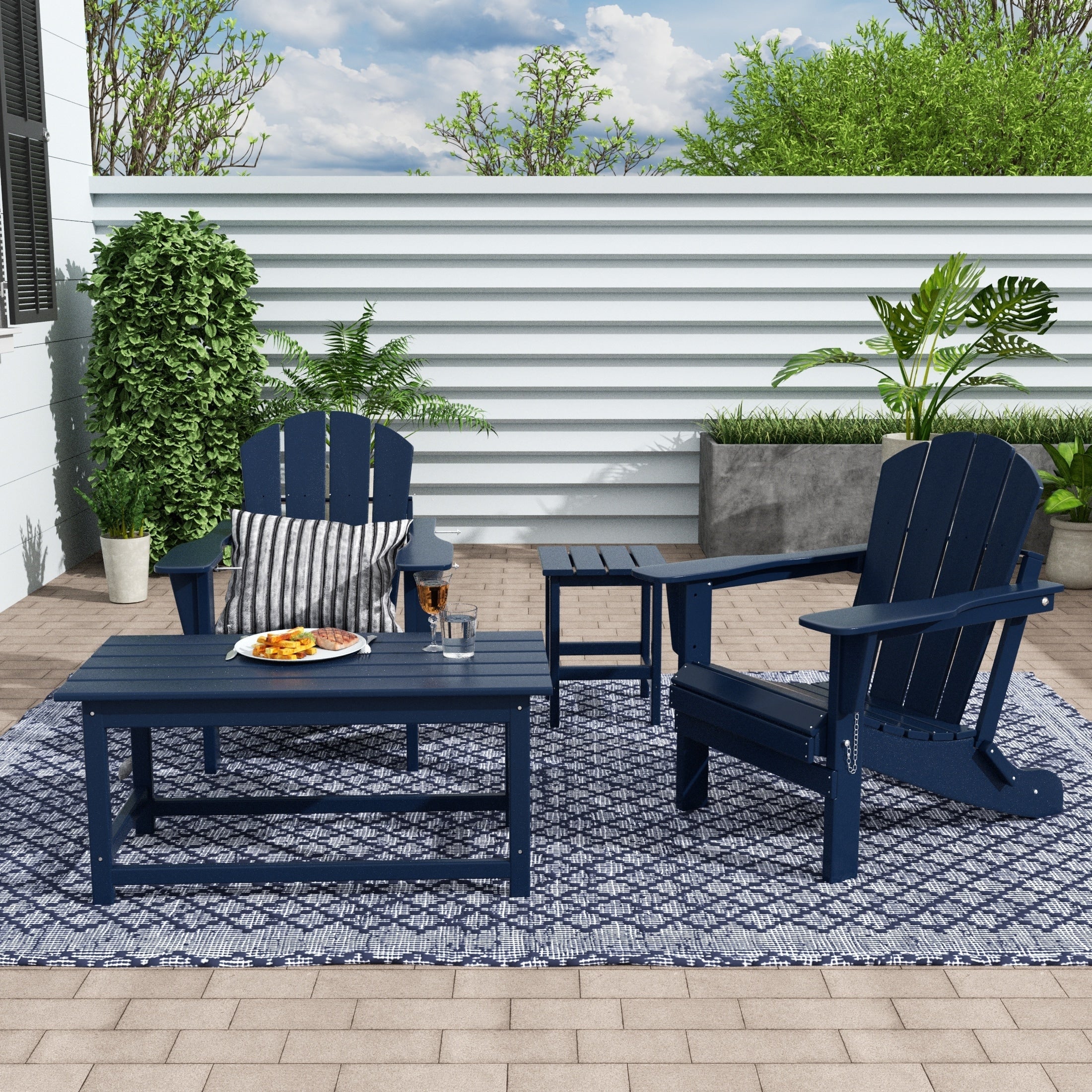 Ensemble de 4 chaises Adirondack pliables Polytrends Laguna en PEHD pour terrasse extérieure, toutes saisons
