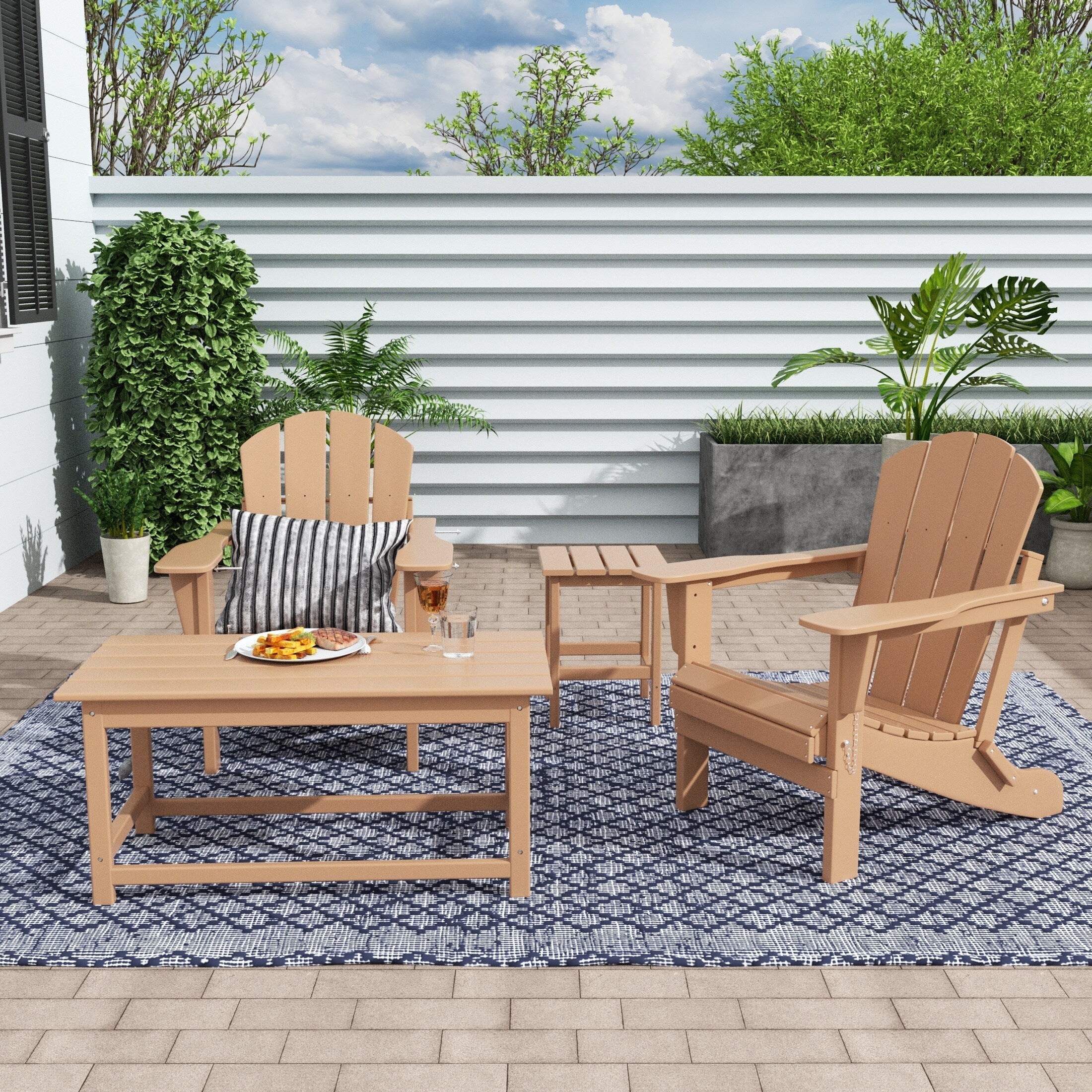 Ensemble de 4 chaises Adirondack pliables Polytrends Laguna en PEHD pour terrasse extérieure, toutes saisons