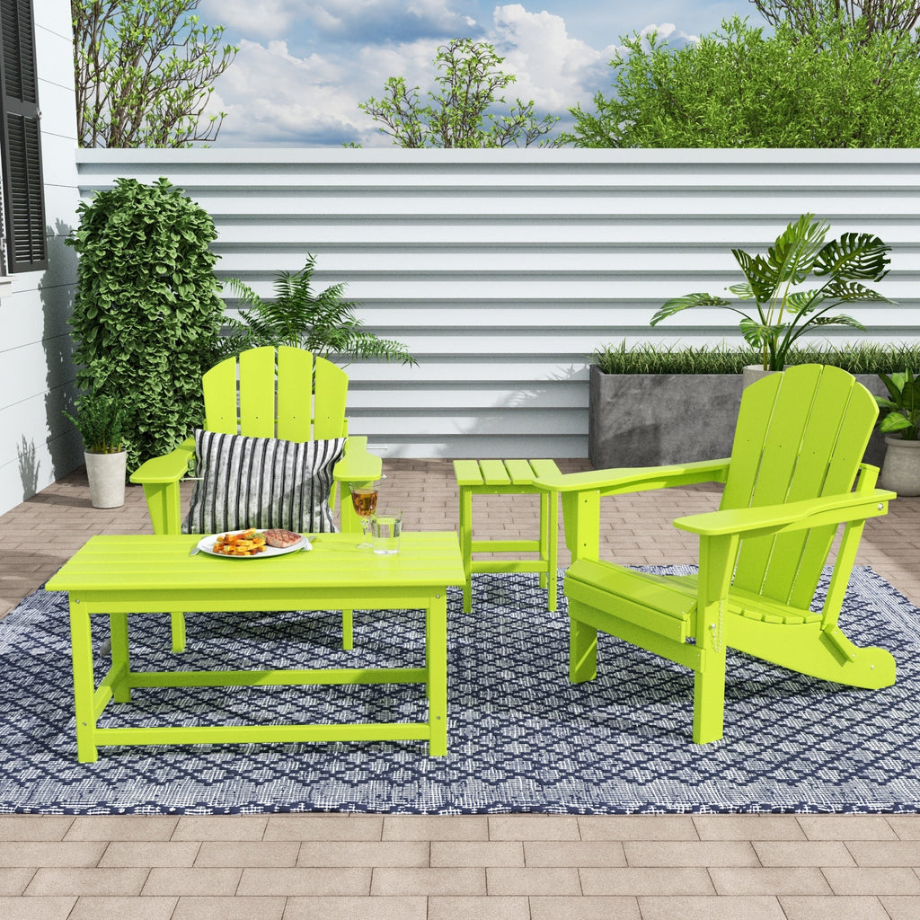 Ensemble de 4 chaises Adirondack pliables Polytrends Laguna en PEHD pour terrasse extérieure, toutes saisons