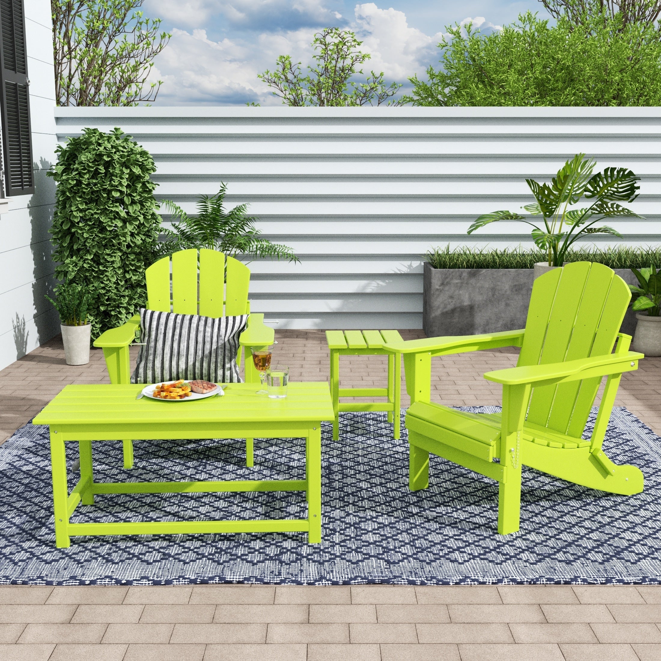 Ensemble de 4 chaises Adirondack pliables Polytrends Laguna en PEHD pour terrasse extérieure, toutes saisons