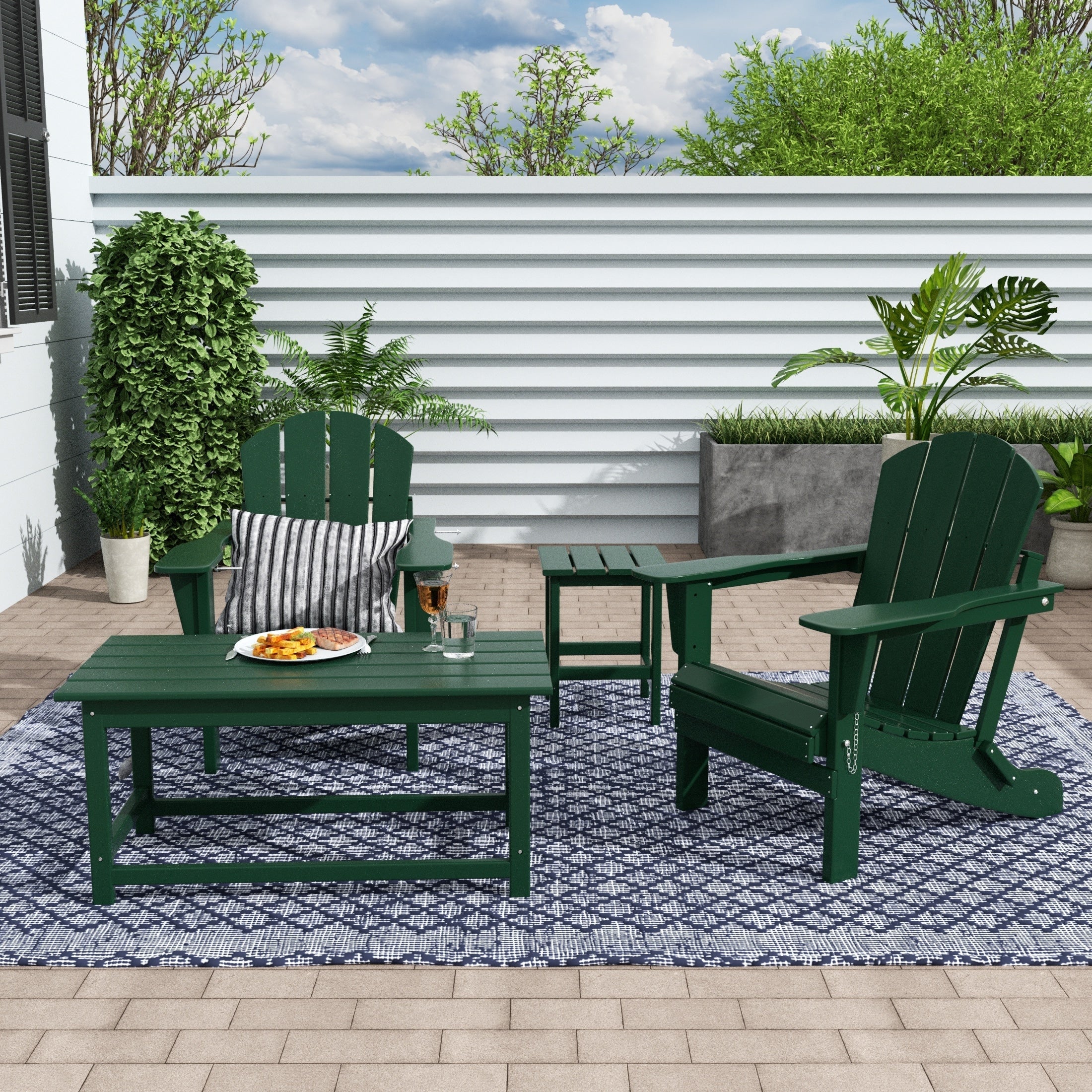 Ensemble de 4 chaises Adirondack pliables Polytrends Laguna en PEHD pour terrasse extérieure, toutes saisons