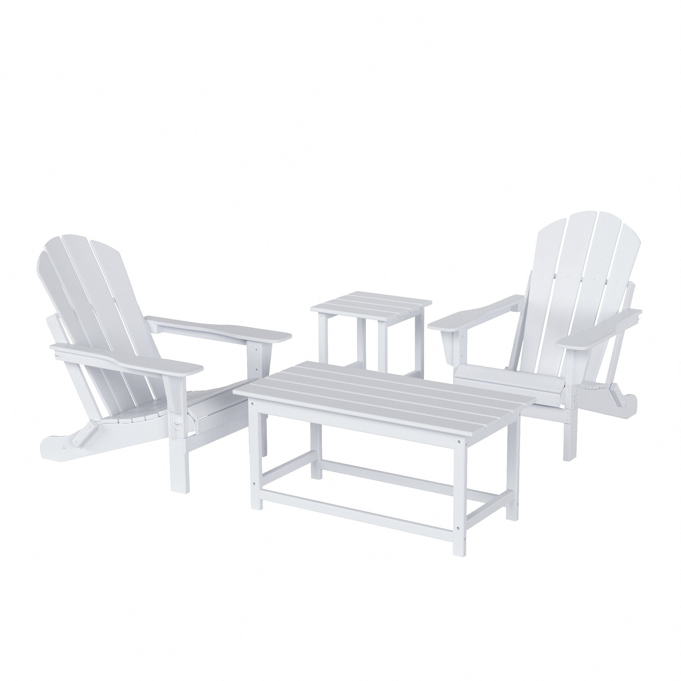 Ensemble de 4 chaises Adirondack pliables Polytrends Laguna en PEHD pour terrasse extérieure, toutes saisons