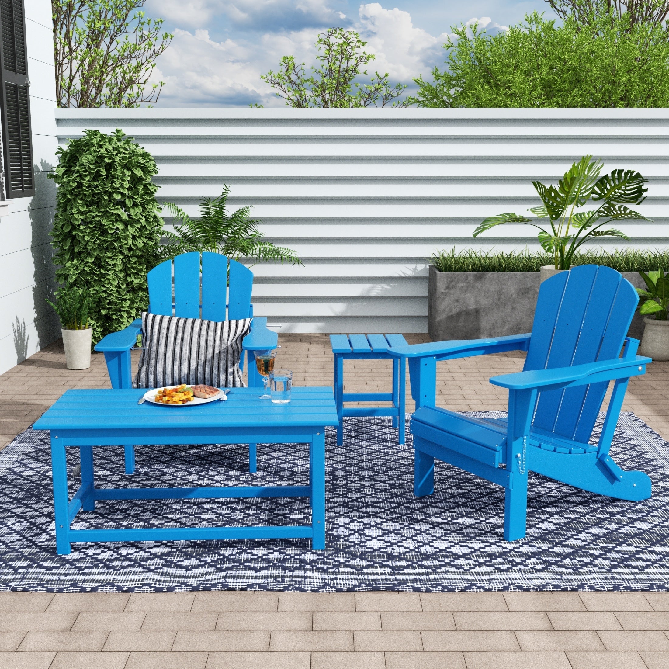 Ensemble de 4 chaises Adirondack pliables Polytrends Laguna en PEHD pour terrasse extérieure, toutes saisons