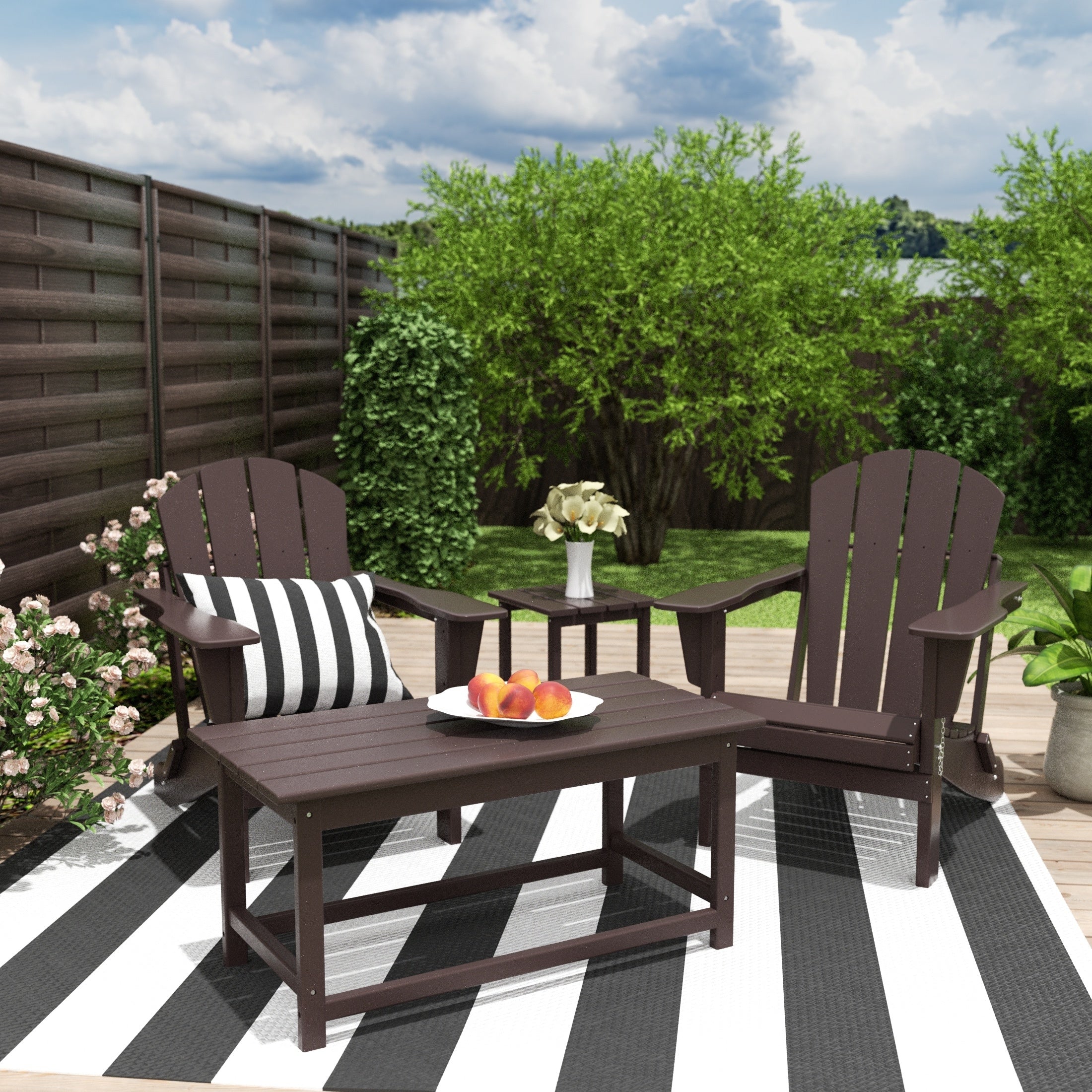 Ensemble de 4 chaises Adirondack pliables Polytrends Laguna en PEHD pour terrasse extérieure, toutes saisons