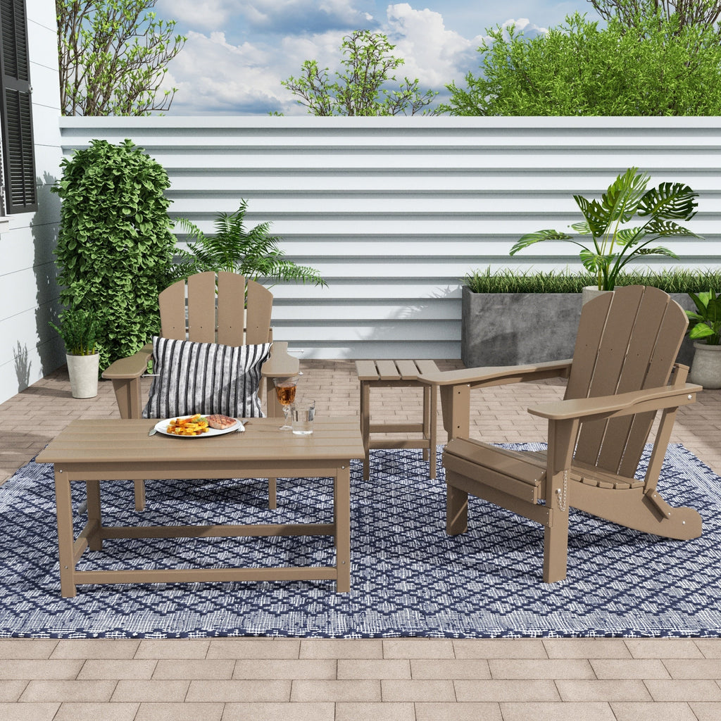 Ensemble de 4 chaises Adirondack pliables Polytrends Laguna en PEHD pour terrasse extérieure, toutes saisons