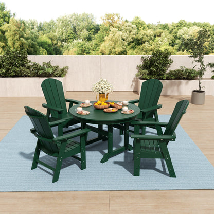 Ensemble de 5 chaises de salle à manger rondes Adirondack Polytrends Laguna en PEHD, toutes saisons, pour terrasse