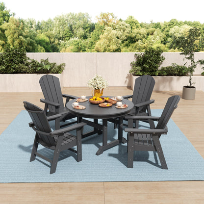 Ensemble de 5 chaises de salle à manger rondes Adirondack Polytrends Laguna en PEHD, toutes saisons, pour terrasse