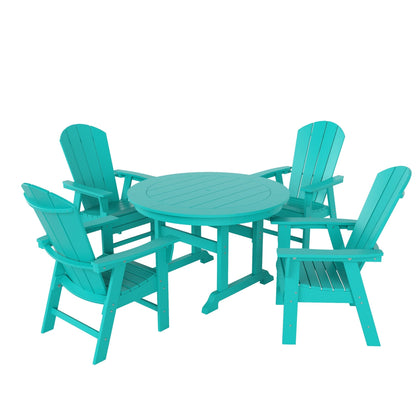 Ensemble de 5 chaises de salle à manger rondes Adirondack Polytrends Laguna en PEHD, toutes saisons, pour terrasse