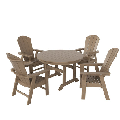 Ensemble de 5 chaises de salle à manger rondes Adirondack Polytrends Laguna en PEHD, toutes saisons, pour terrasse