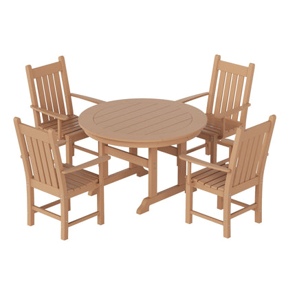 Ensemble de salle à manger d'extérieur Polytrends Laguna en PEHD, toutes saisons, avec table ronde et fauteuils (ensemble de 5 pièces)