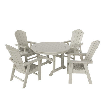 Ensemble de 5 chaises de salle à manger rondes Adirondack Polytrends Laguna en PEHD, toutes saisons, pour terrasse