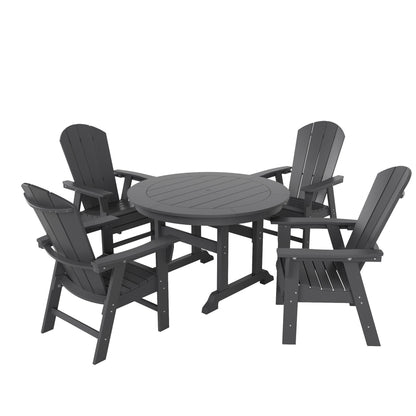 Ensemble de 5 chaises de salle à manger rondes Adirondack Polytrends Laguna en PEHD, toutes saisons, pour terrasse
