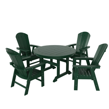 Ensemble de 5 chaises de salle à manger rondes Adirondack Polytrends Laguna en PEHD, toutes saisons, pour terrasse
